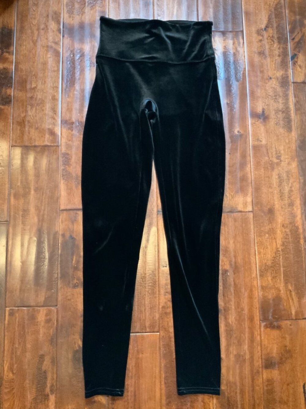 Spanx Black Velvet High Waist Skinny Leggings, Size M